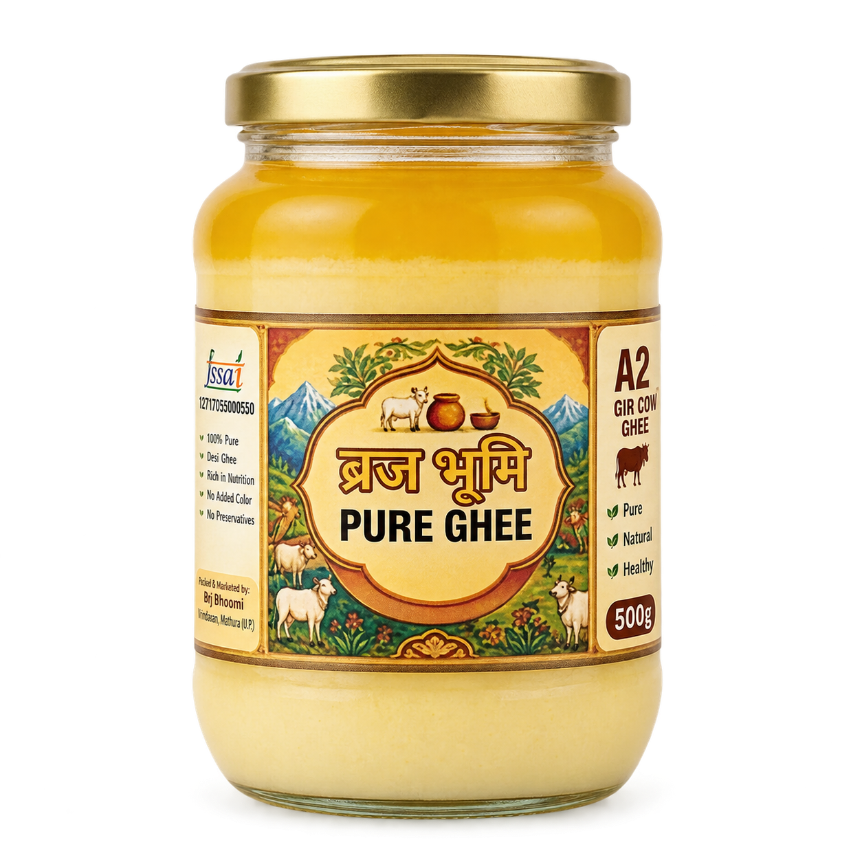 Brajbhumi Pure Desi Cow A2 Ghee (500g)